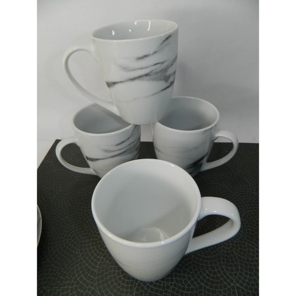 Marble Design Mugs Set of 4 H2K Home to Kitchen Porcelain Marble Effect Cups - Picture 3 of 12